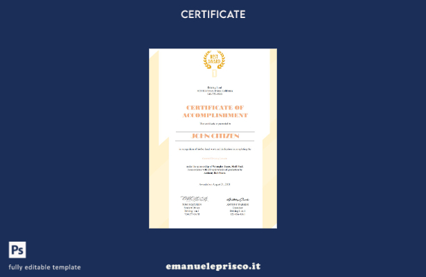 modello di certificato di guida USA in stile verificato